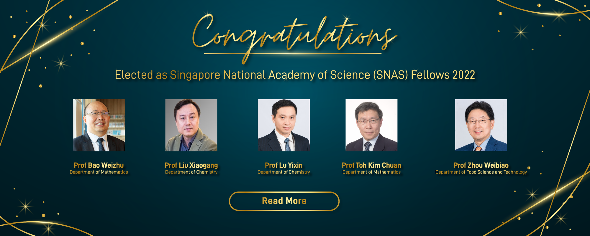 Five Faculty of Science researchers conferred prestigious SNAS Fellowships (2022)