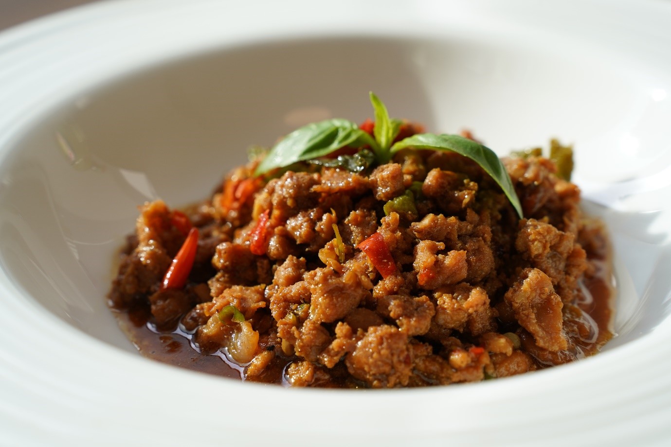 Jiro-meat’s version of basil chicken dish using soybean pulp