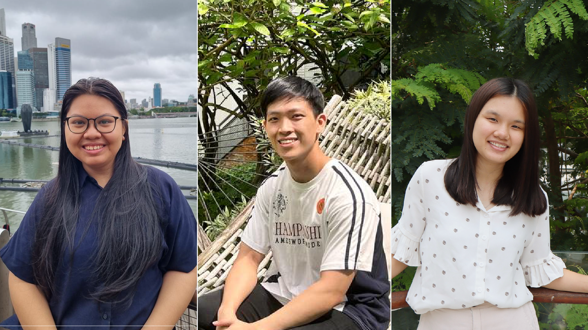 NUS students (from left) Dewi Murni Bte Musa, Lim Si En and Hope Sng Xin Le share a passion for helping others through their volunteer work at the NUS Community Service Club (NUS CSC). They were among those recognised at the annual NUS CSC Colours Awards held in September 2024.