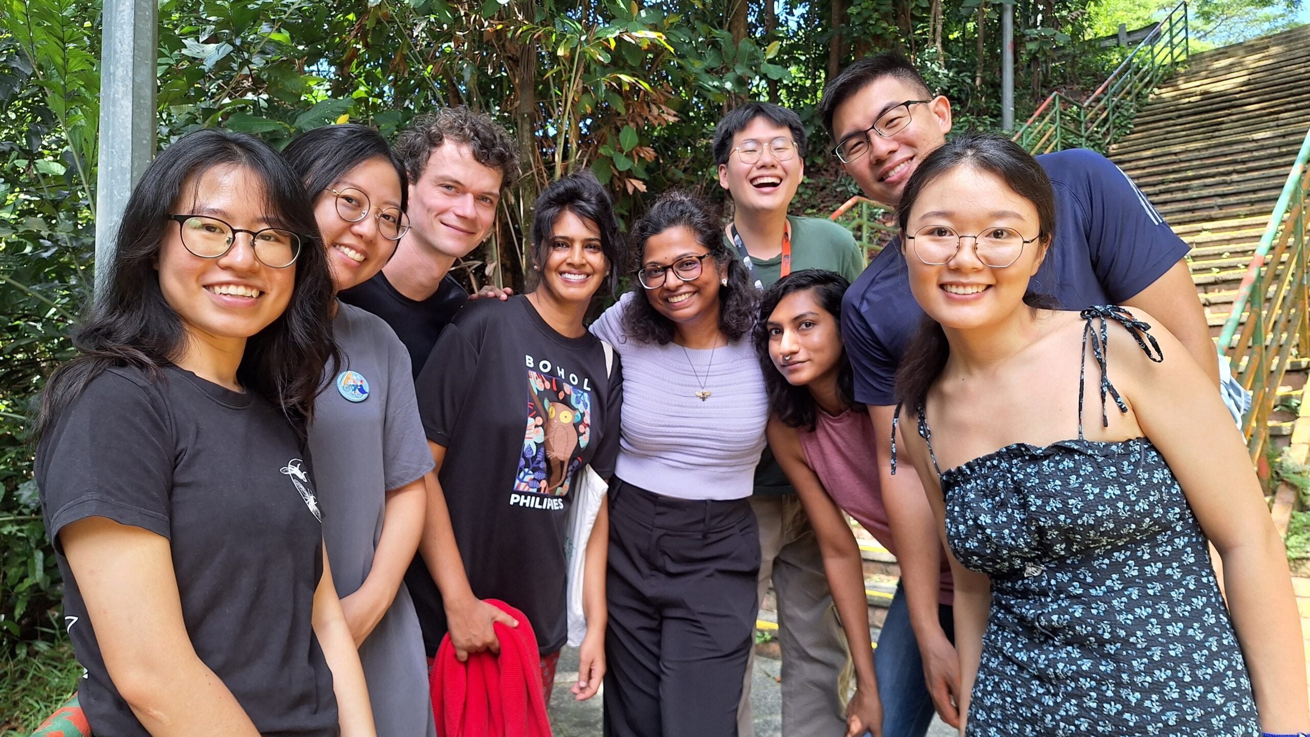 ReproLab members with Asst Prof Nalini (centre in purple) are investigating the evolutionary processes and patterns involved in reproduction to study insect biodiversity and to find solutions to tackle environmental challenges.